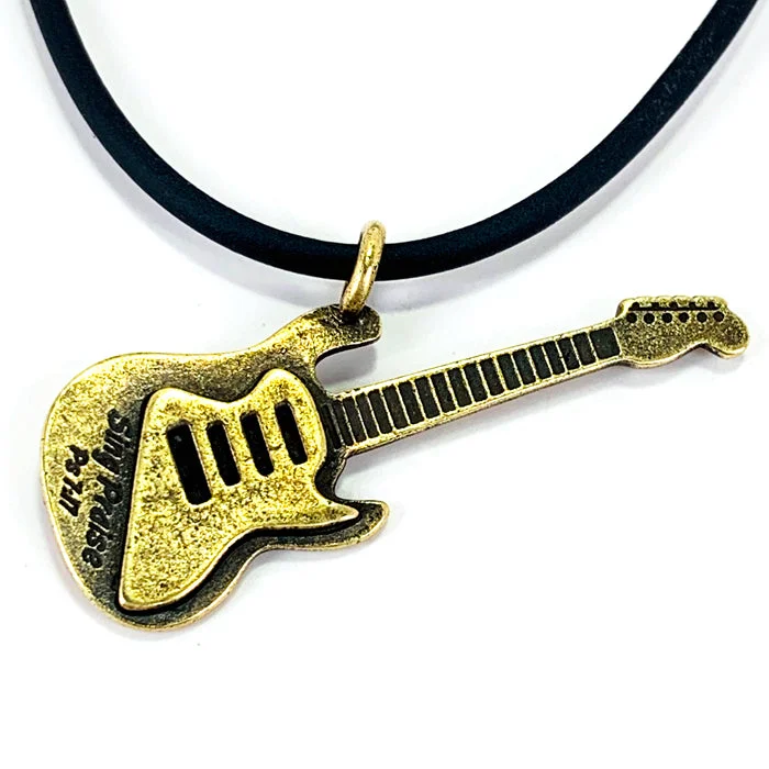 Unique Layered Necklaces-Electric Guitar Sing Praise Brass Necklace