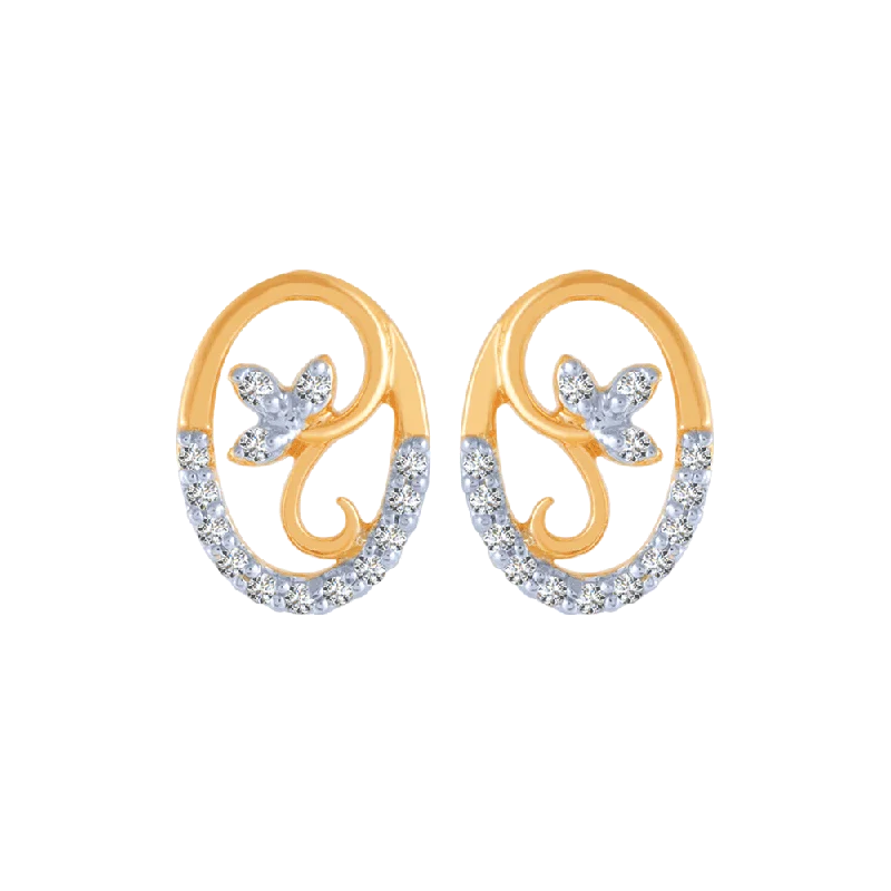 Stud Earrings for Women-18KT (750) Yellow Gold And Diamond Stud Earrings For Women