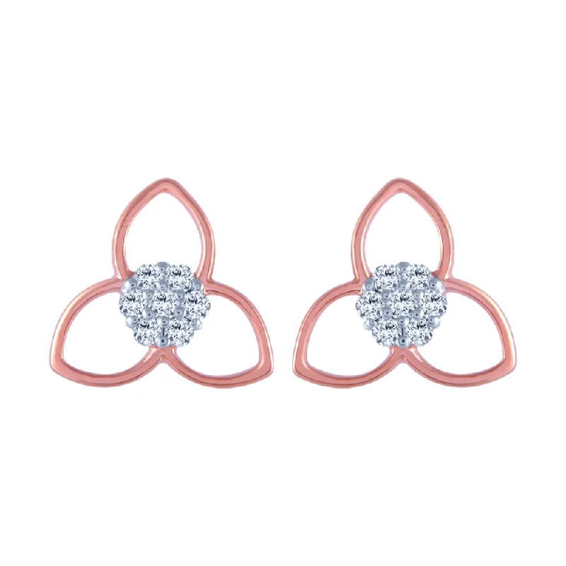 Simple Stud Earrings for Daily Wear-18k (750) Rose Gold And Diamond Stud Earrings For Women