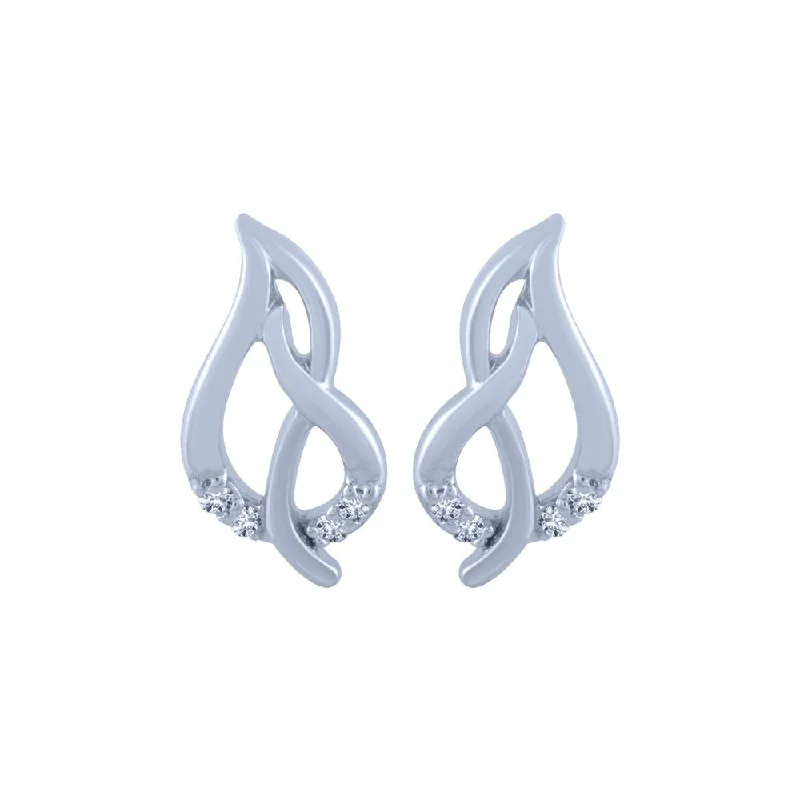 Glittery Earrings for Parties-18k (750) White Gold And Diamond Stud Earrings For Women