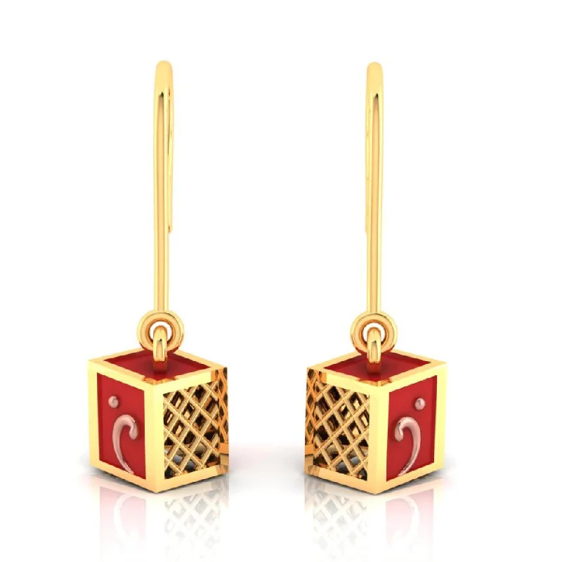 Elegant Bead Earrings-22k Earrings Made Of Cubical Gold With A Tinge Of Reddish Tint