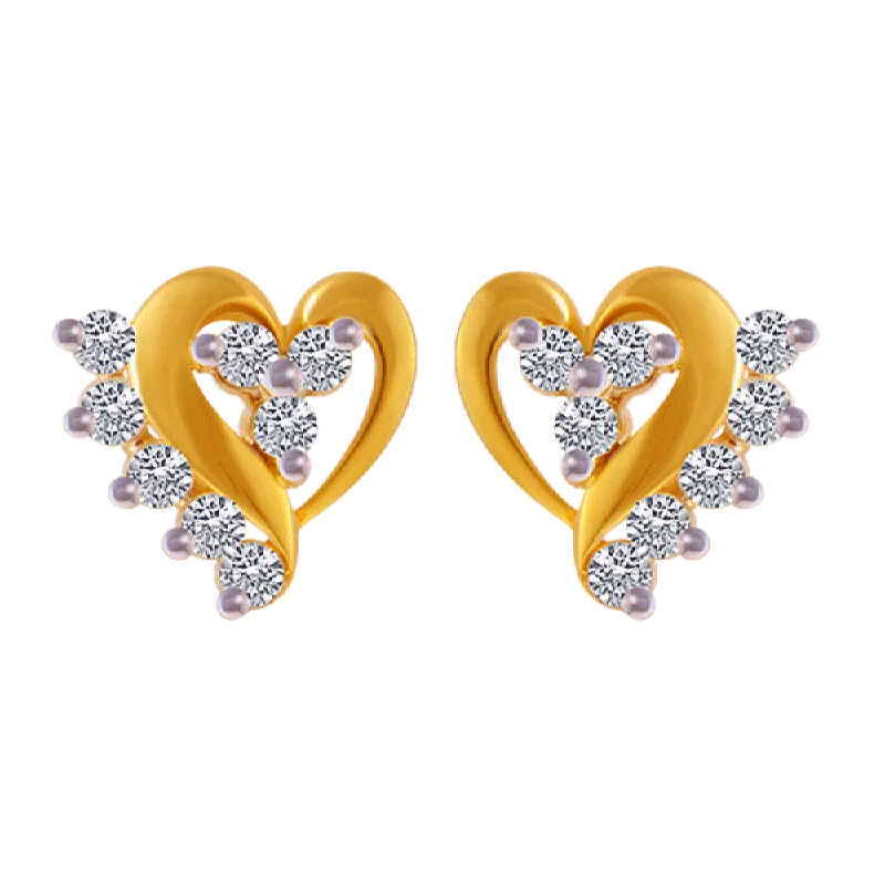 Silver Threader Earrings-14KT (585) Yellow Gold And American Diamond Stud Earrings For Women