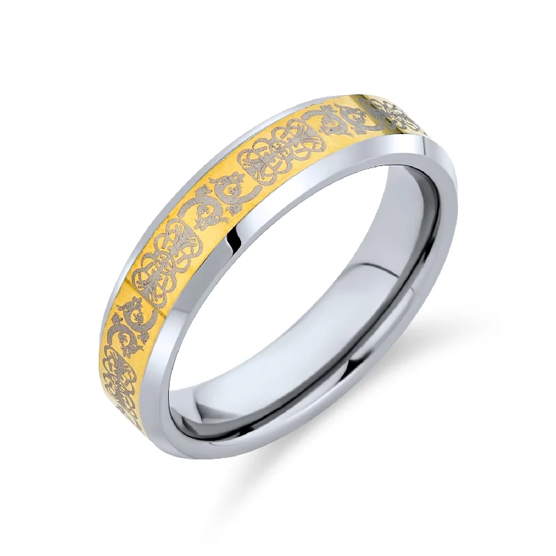 Statement Sapphire Rings-Unisex Tungsten Wedding Band Celtic Knot Dragon Silver Gold Titanium Ring