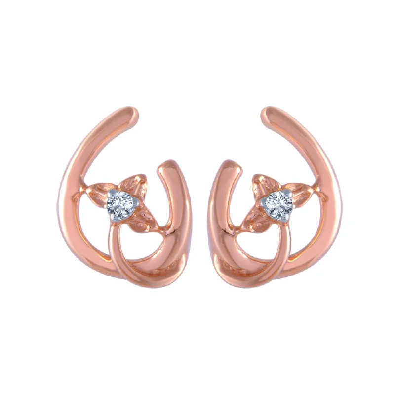 Sparkling Crystal Earrings-18k (750) Rose Gold And Diamond Stud Earrings For Women