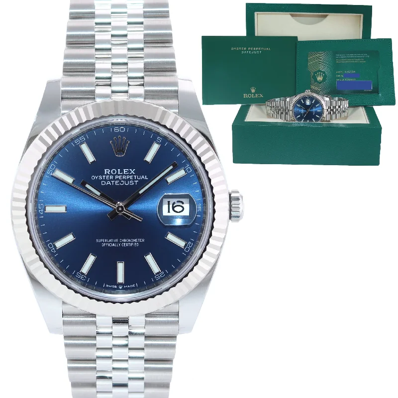 Unique Wooden Watches for Men-2021 BRAND NEW PAPERS Rolex DateJust 41 Blue Super Jubilee Fluted 126334 Watch