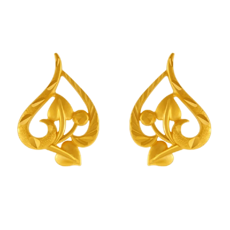 Gold Hoop Earrings for Brides-22KT Yellow Gold Stud Earrings For Women