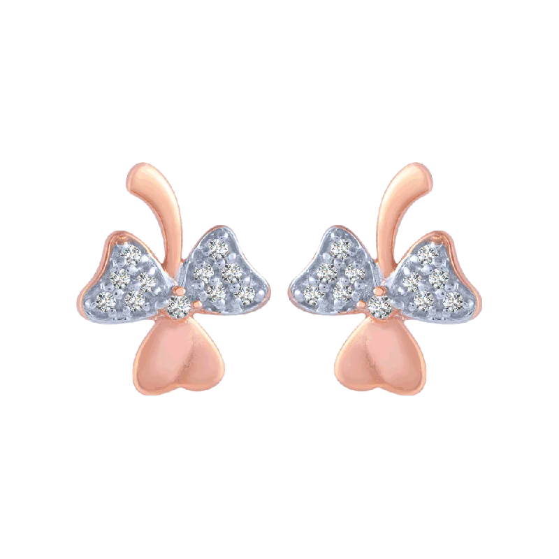 Artistic Earrings for Women-18KT (750) Rose Gold And Diamond Stud Earrings For Women