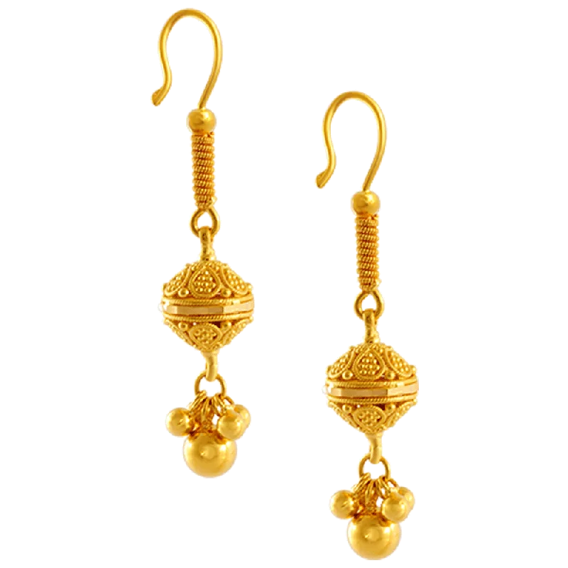 Art Deco Earrings-22KT Yellow Gold Jhumki Earrings For Women