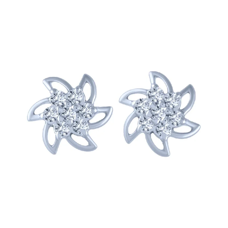 Colorful Statement Earrings-18k (750) White Gold And Diamond Stud Earrings For Women