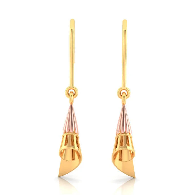 Designer Drop Earrings-22k Earrings In Gold Conical Shape With A Touch Of Yellow Gold