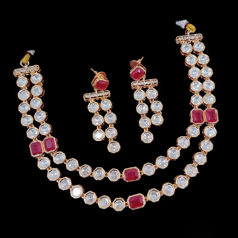 Zodiac Sign Necklaces-JCM Gold Plated Kundan Necklace Set