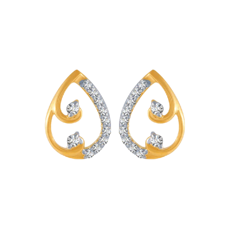 Wedding Party Earrings-18KT (750) Yellow Gold And Diamond Stud Earrings For Women