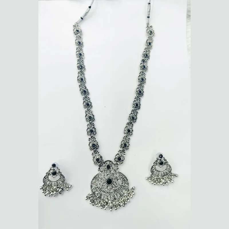 Designer Bead Necklaces-Manisha Jewellery Oxidised Plated Austrian Stone Necklace Set