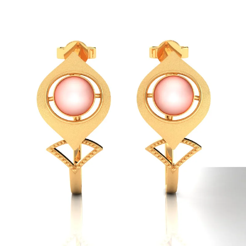 Ethnic Earrings for Women-14k Very Unique Gold Earrings With A Spherical Bead In Between