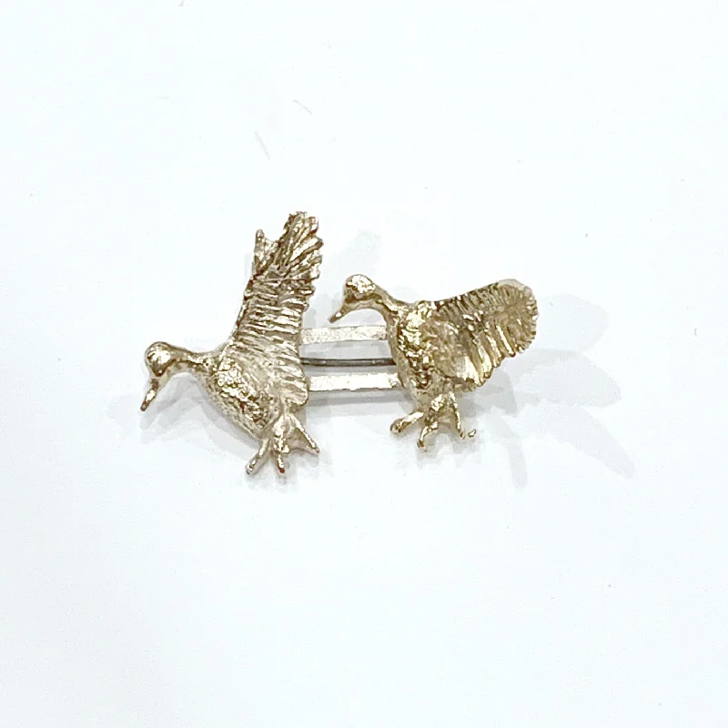 Fashionable Floral Brooch for Weddings-Fashionable Floral Brooch for Weddings-Estate Collection Brooch - 14K Yellow Gold Flying Ducks