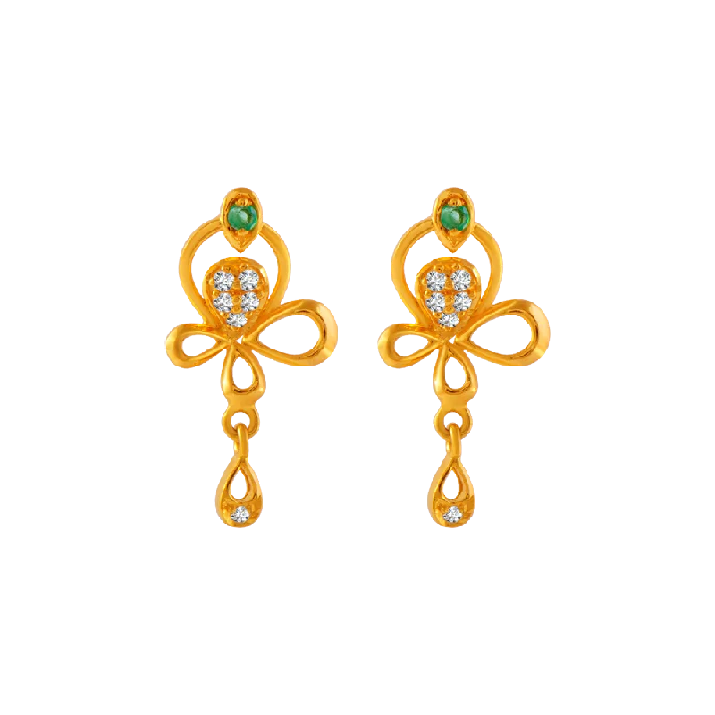 Multi-Strand Earrings-22KT Yellow Gold And American Diamond Stud Earrings For Women