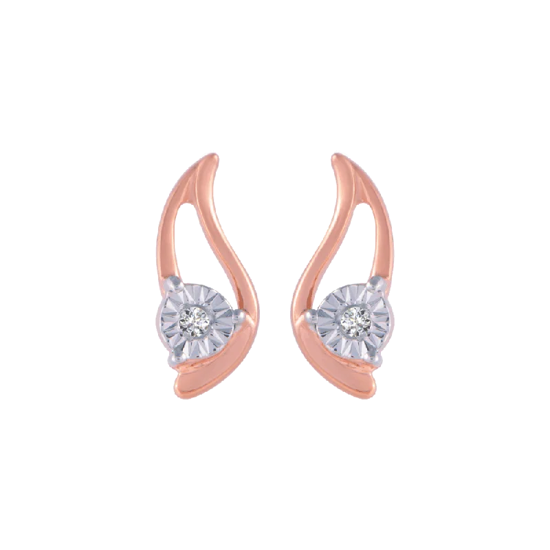 Silver Threader Earrings-18KT (750) Rose Gold And Diamond Stud Earrings For Women