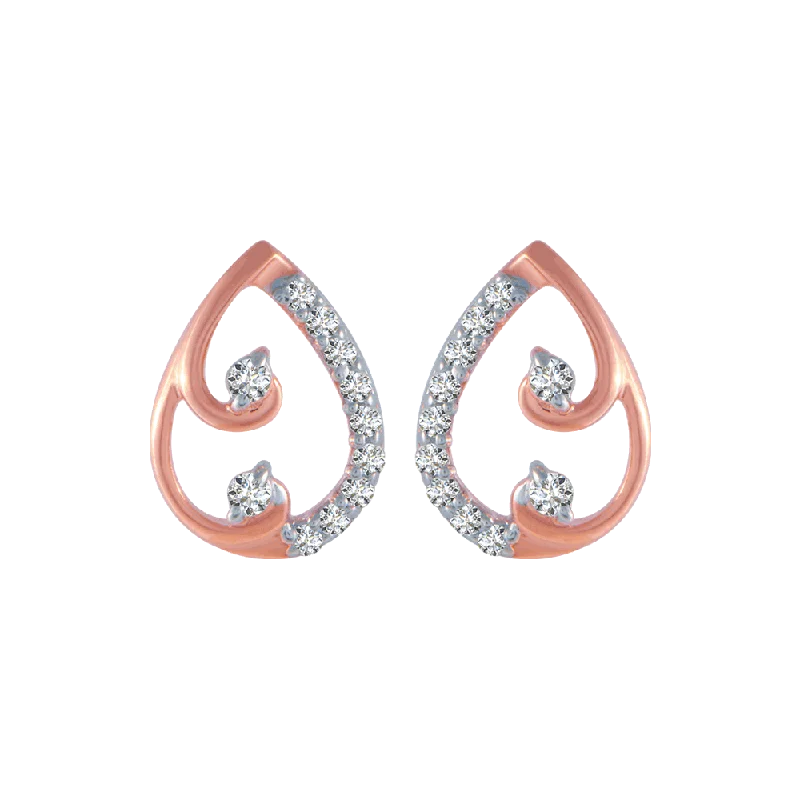 Stylish Hoop Earrings for Women-18KT (750) Rose Gold And Diamond Stud Earrings For Women