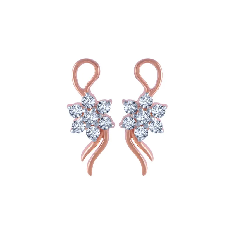 Cheap Fashion Earrings-18k (750) Rose Gold And Diamond Stud Earrings For Women