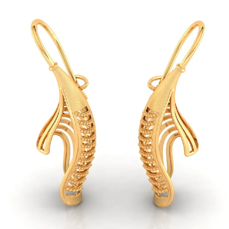 Gold Hoop Earrings for Brides-22k Gold Earrings With A Twisted Conical Shape