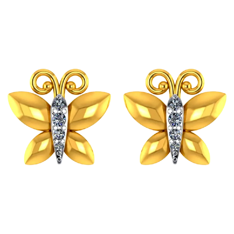 Natural Stone Earrings-14k Elegant Butterfly Shaped Earrings With Stone Detailing