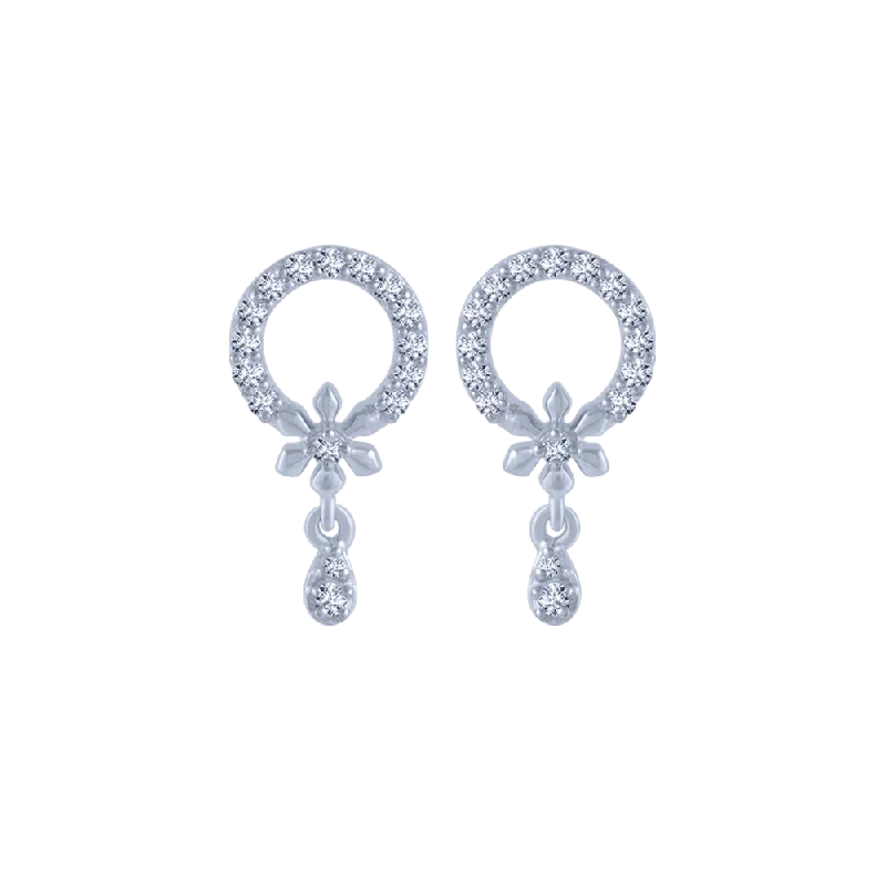 Artistic Drop Earrings-18KT (750) White Gold And Diamond Stud Earrings For Women