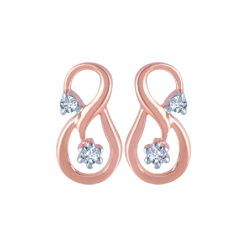 Trendy Earrings for Teens-18k (750) Rose Gold And Diamond Stud Earrings For Women