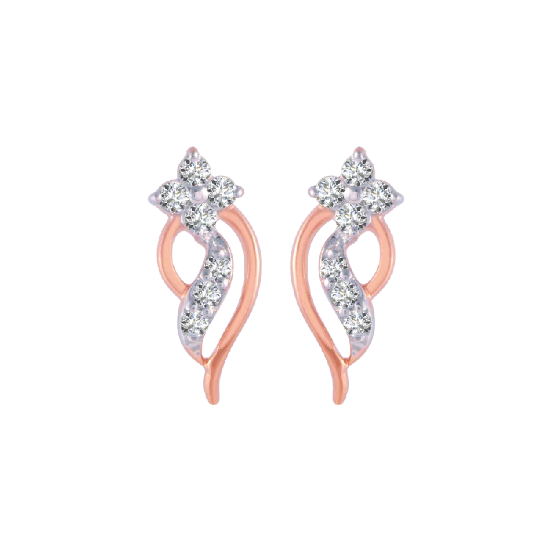 Organic Pearl Earrings-18KT (750) Rose Gold And Diamond Stud Earrings For Women