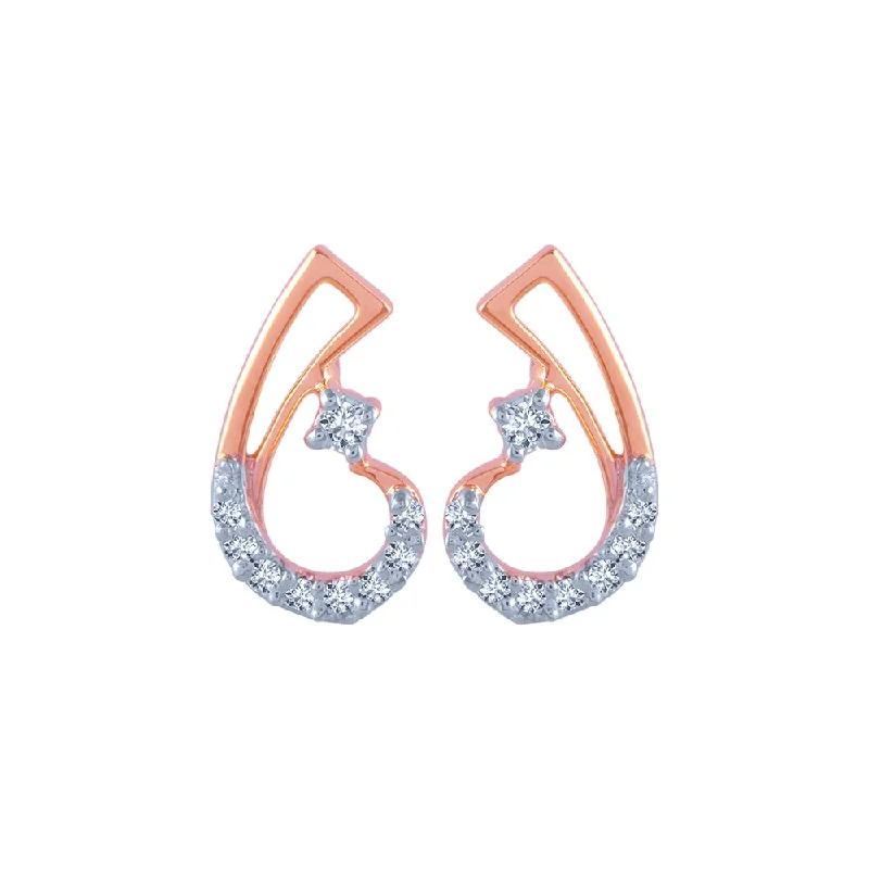 Bridal Earrings for Bridesmaids-18k (750) Rose Gold And Diamond Stud Earrings For Women