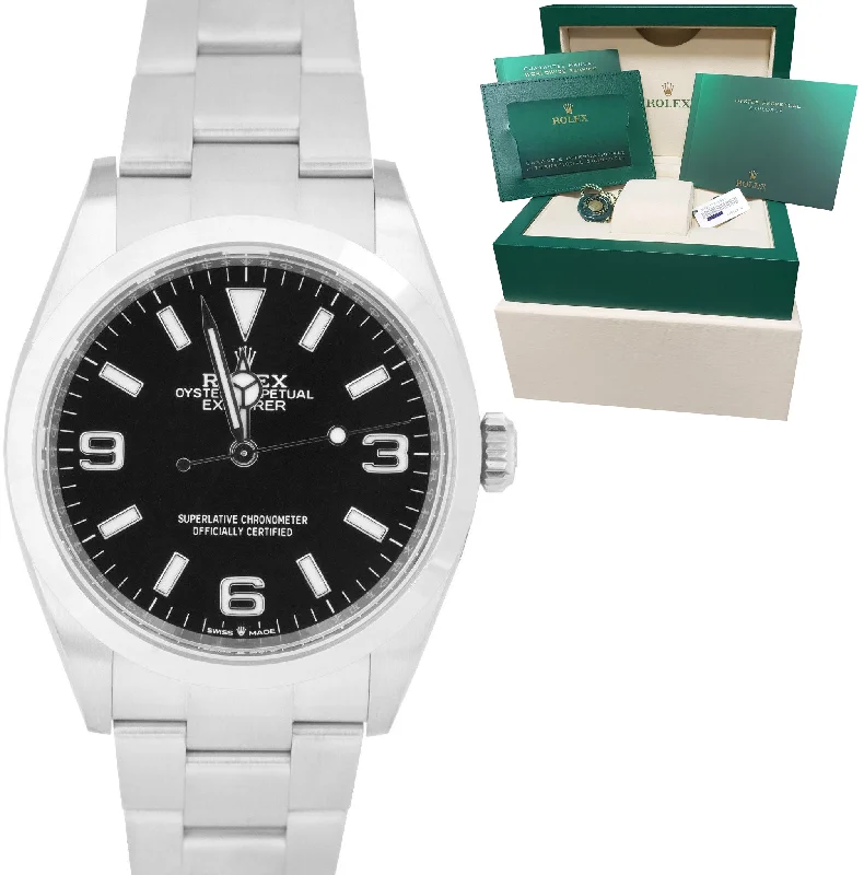 Custom Engraved Luxury Watches-NEW MARCH 2022 Rolex Explorer I Black 36mm Stainless Steel Oyster Watch 124270