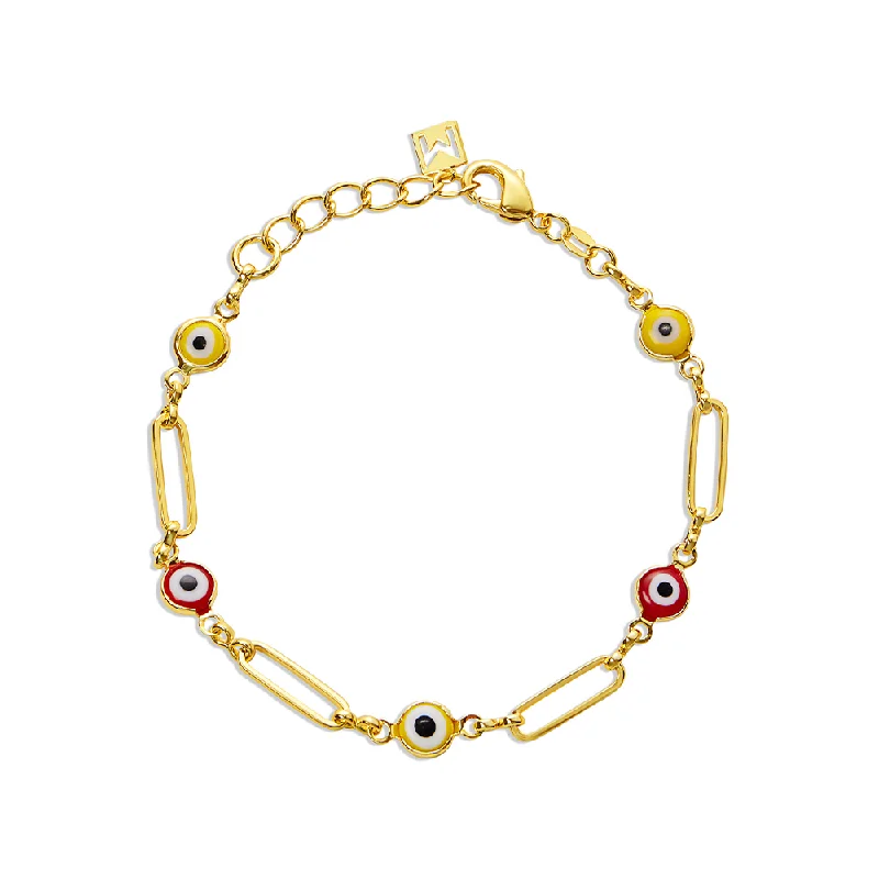 Adjustable Leather Bracelets-THE OPEN REDA LINK EVIL EYE BRACELET