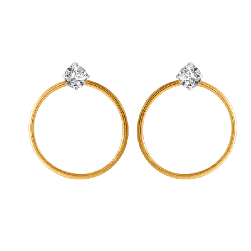 Elegant Stud Earrings-18KT (750) Yellow Gold And Diamond Clip-on Earrings For Women