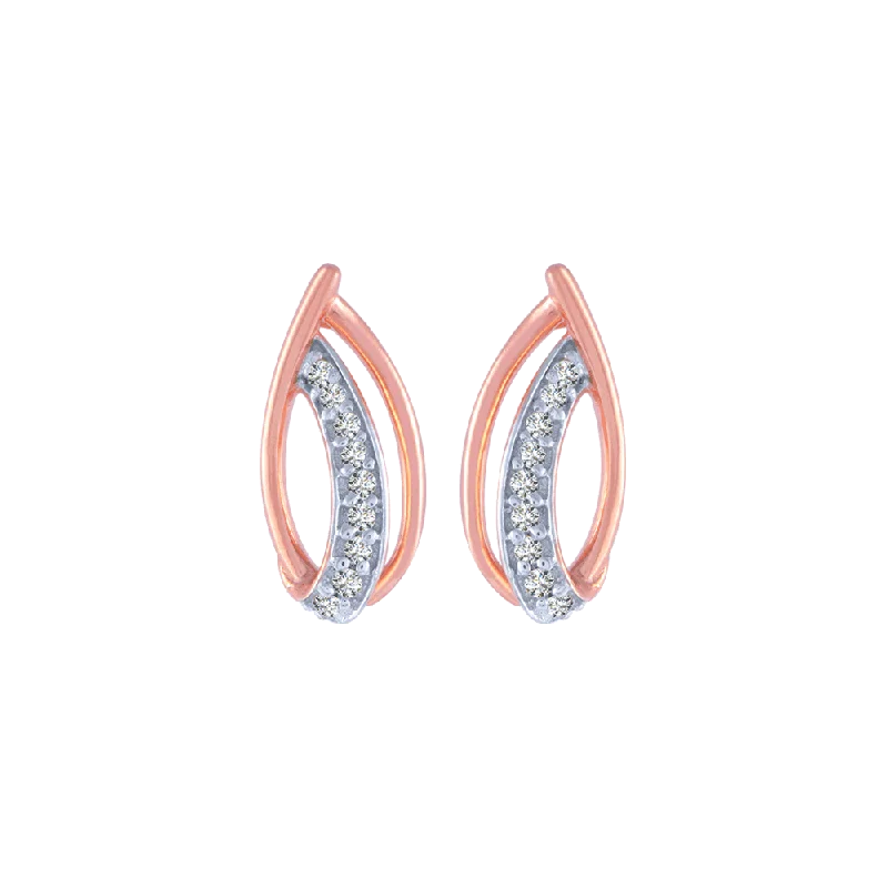 Colorful Hoop Earrings-18KT (750) Rose Gold And Diamond Stud Earrings For Women