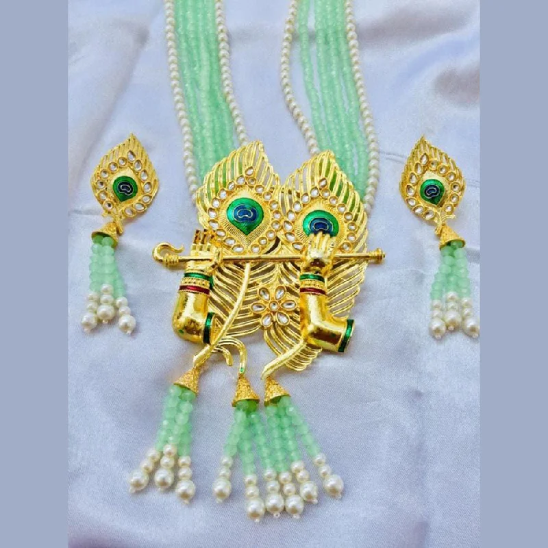 Luxury Gold Necklaces-Sanshray Gold Plated Pearl Necklace Set