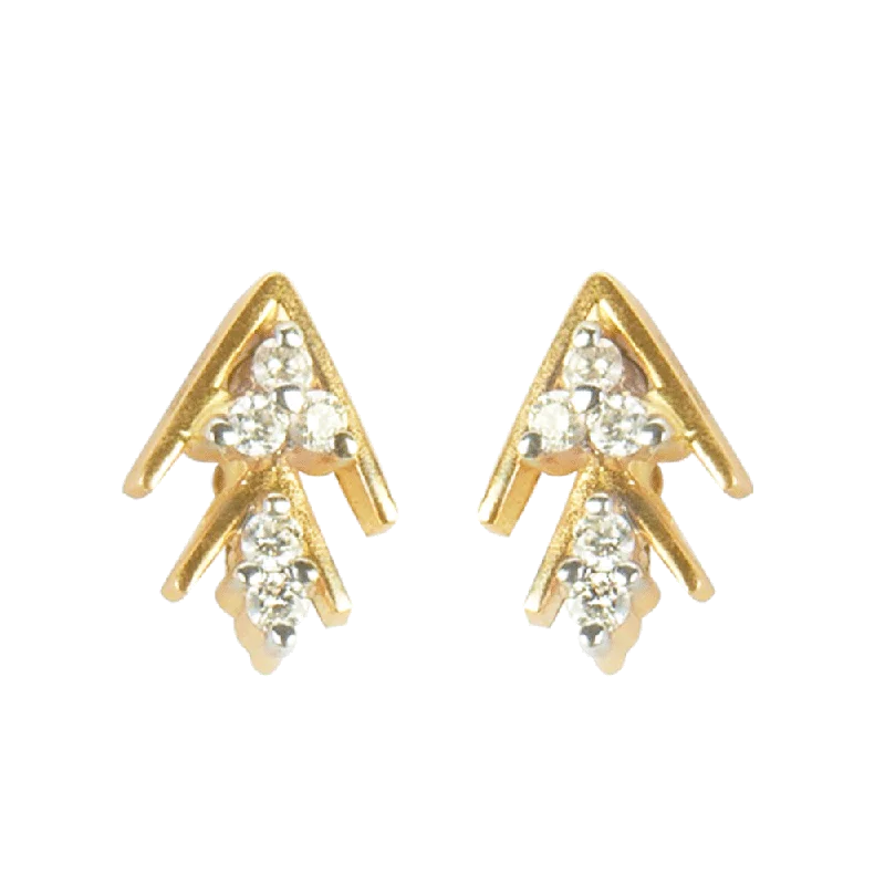 Black Gold Earrings-18KT (750) Yellow Gold And Diamond Stud Earrings For Women