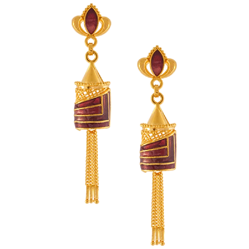 Trendy Dangle Earrings-22KT Yellow Gold Jhumki Earrings For Women