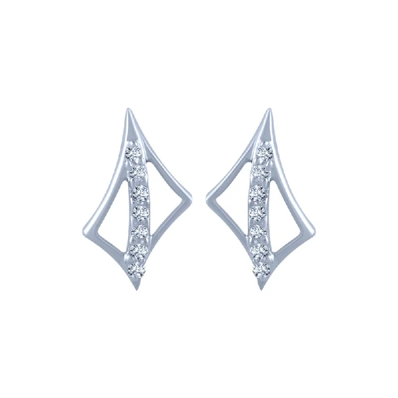 Heart Shaped Earrings-18k (750) White Gold And Diamond Stud Earrings For Women