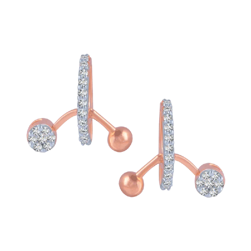 Colorful Stone Earrings-18KT (750) Rose Gold And Diamond Stud Earrings For Women