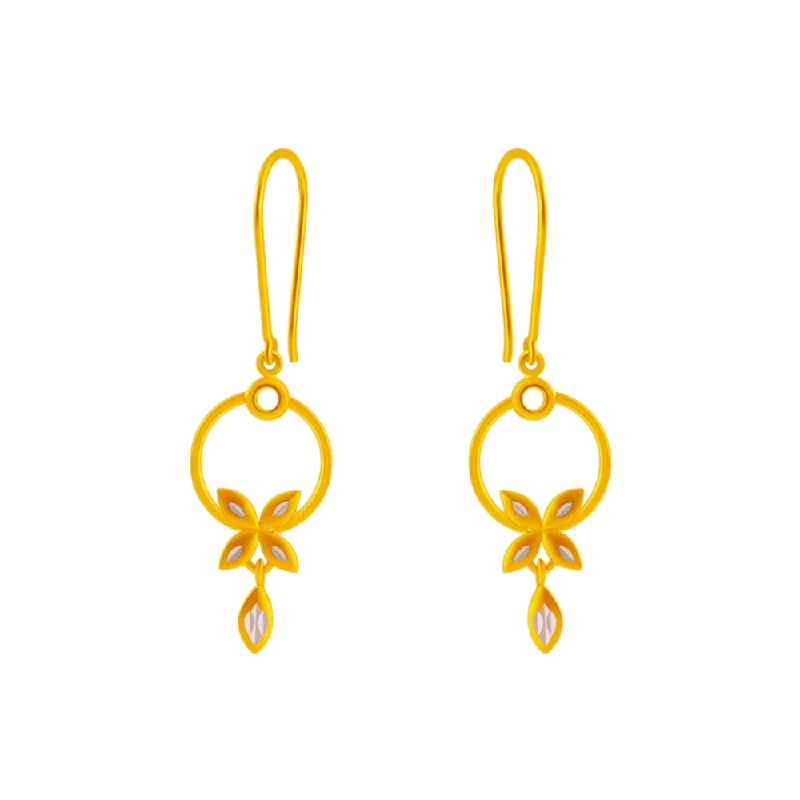 Beautiful Crystal Earrings-14KT (585) Yellow Gold Clip-on Earrings For Women