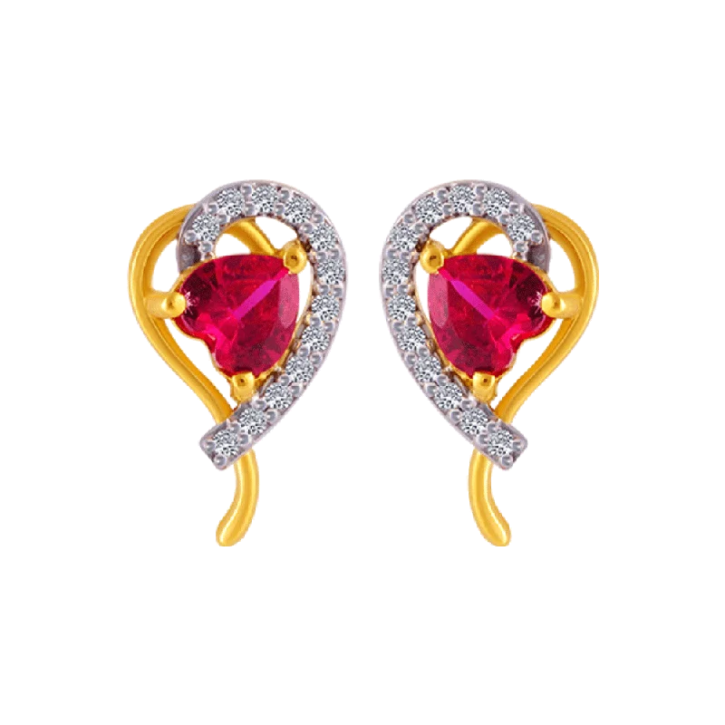 Funky Earrings for Teens-14KT (585) Yellow Gold And American Diamond Stud Earrings For Women