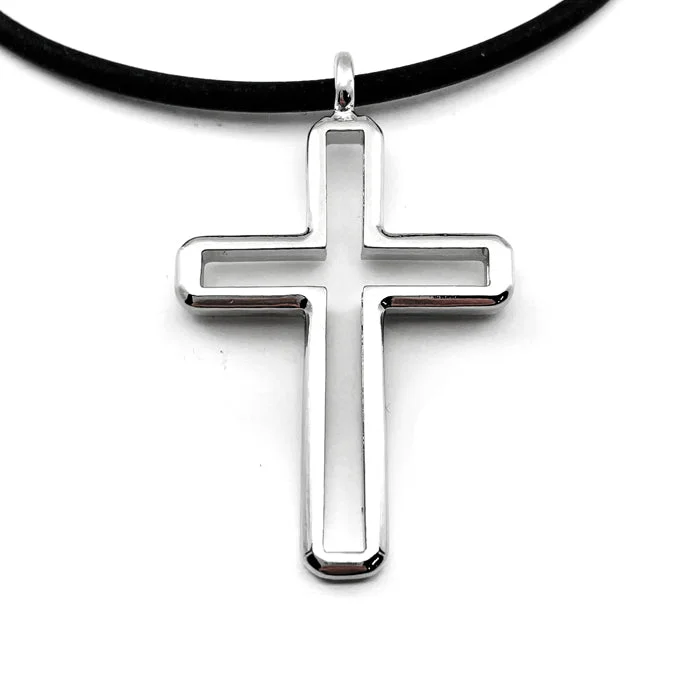 Stylish Chain Necklaces-Cross Rhodium Pendant Necklace