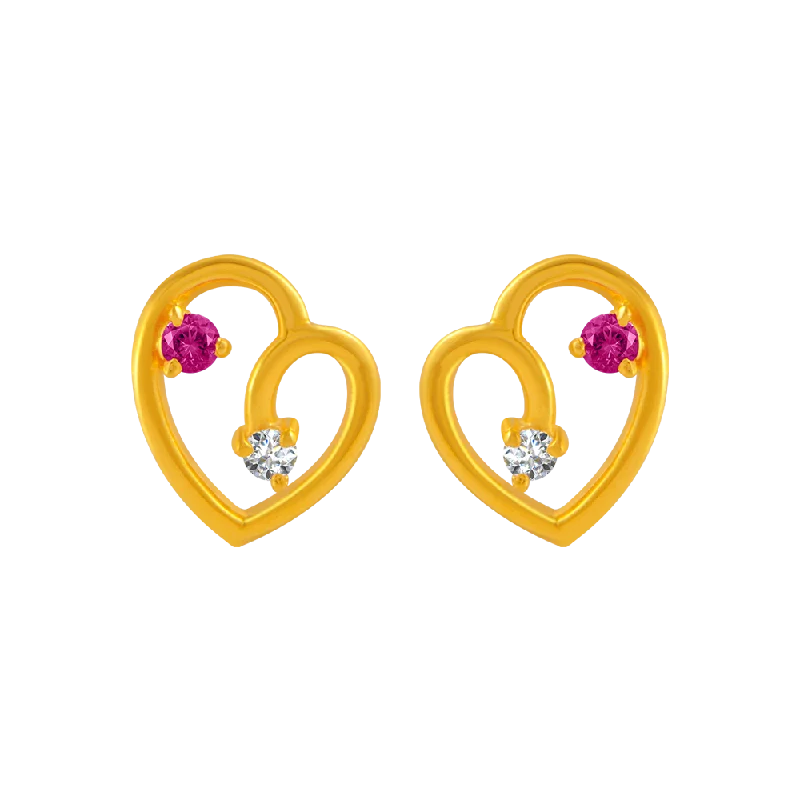 Luxury Pearl Earrings-22KT Yellow Gold And American Diamond Stud Earrings For Women