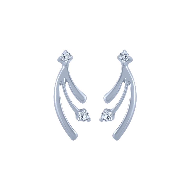 Elegant Wedding Earrings-18k (750) White Gold And Diamond Stud Earrings For Women