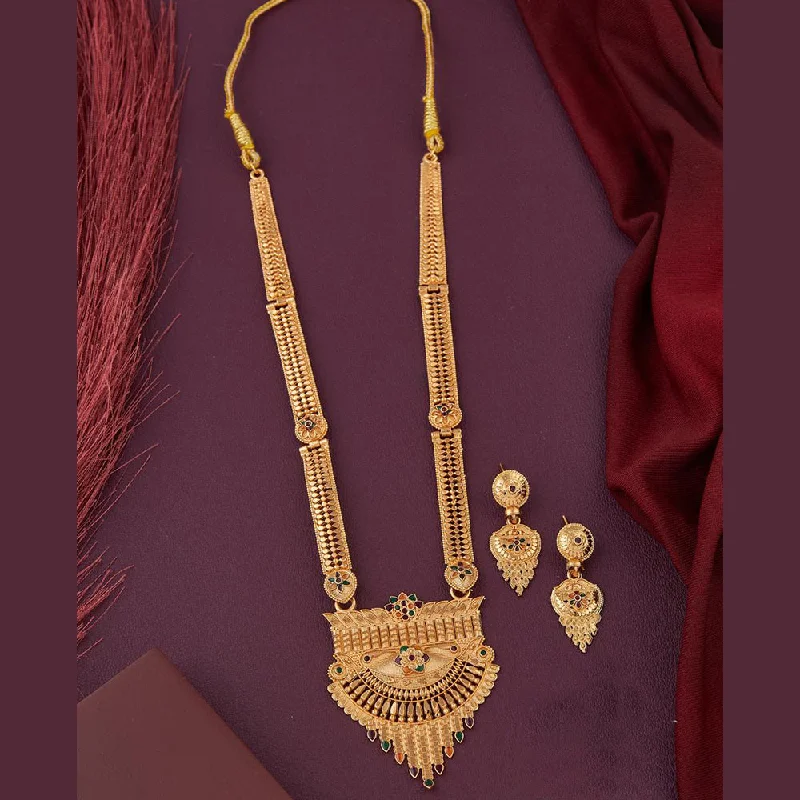 Rose Quartz Crystal Necklaces-Kalpna Sales Gold Plated Meenakari Necklace Set