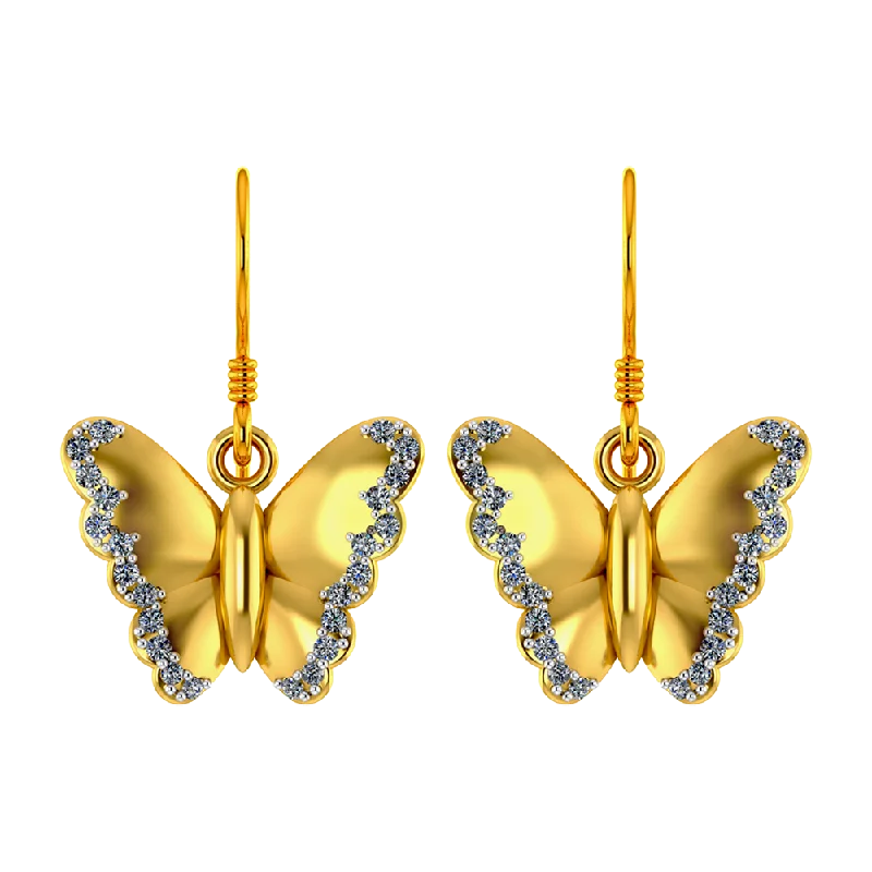 Chic Dangle Earrings-Beguiling Butterfly Gold Earrings