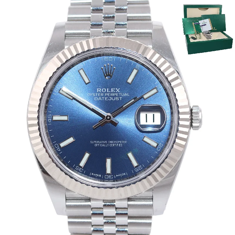 Digital Watches with Bluetooth-2017 PAPERS Rolex DateJust 41 Blue Stick Super Jubilee Fluted 126334 Watch Box