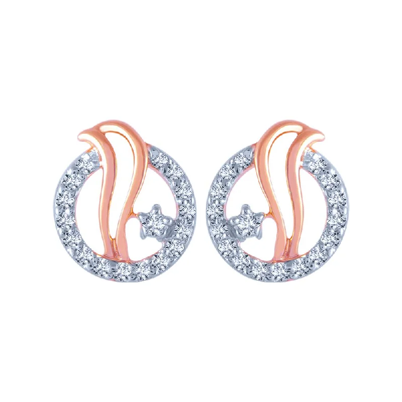 Gorgeous Long Earrings-18k (750) Rose Gold And Diamond Stud Earrings For Women