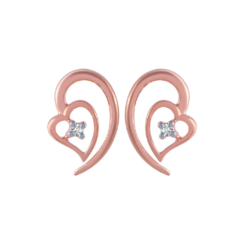 Personalized Birthstone Earrings-18k (750) Rose Gold And Diamond Stud Earrings For Women