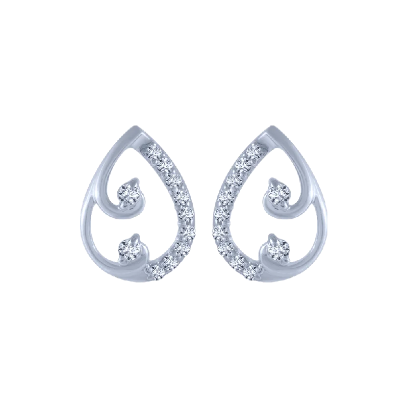 Silver Tassel Earrings-18KT (750) White Gold And Diamond Stud Earrings For Women