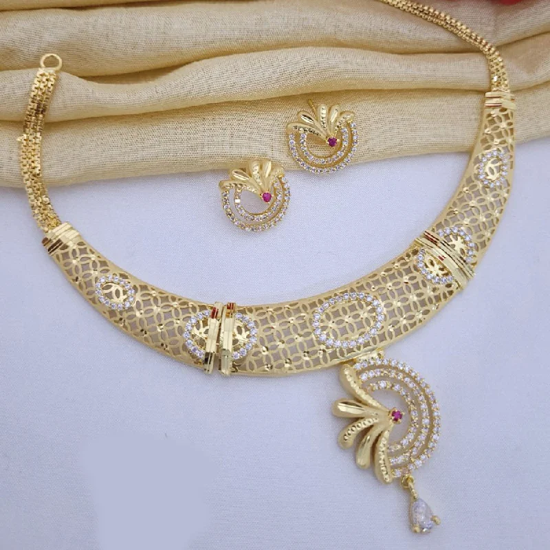 Sparkling Crystal Necklaces-FS Collection Gold Plated Austrian Stone Necklace Set